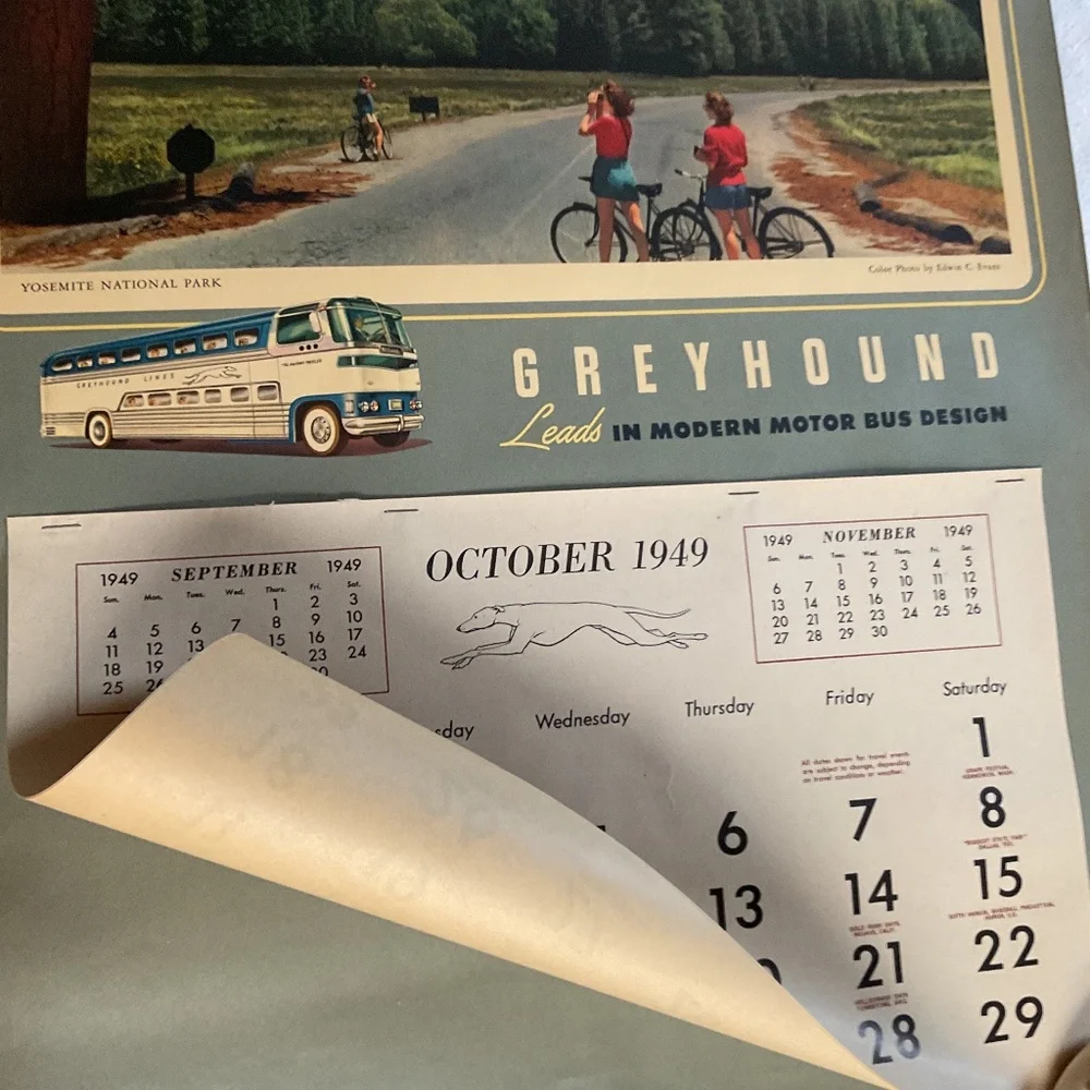 Huge Vintage 1948 Greyhound Calendar